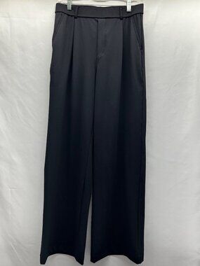 Halara Women's High-Waisted Wide-Leg Black Pants With Pockets Front Pleats